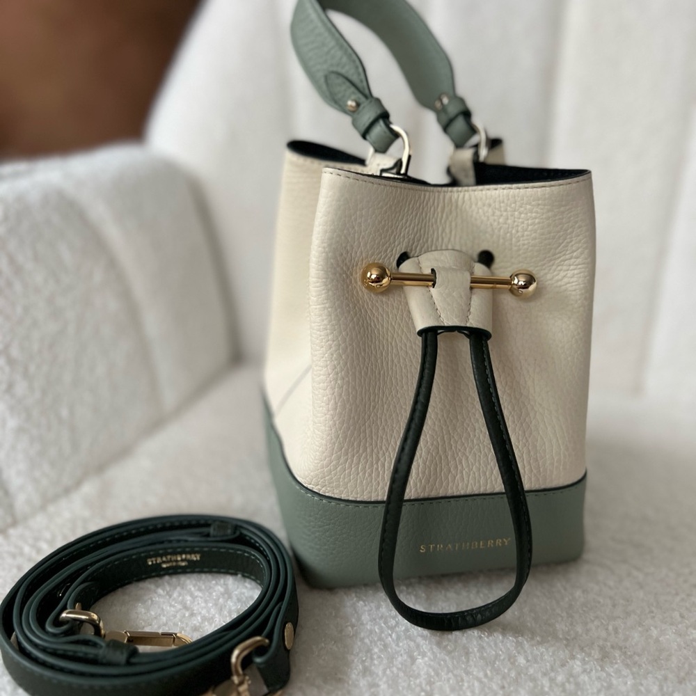 Strathberry Osette Cream and Green Women's Bag